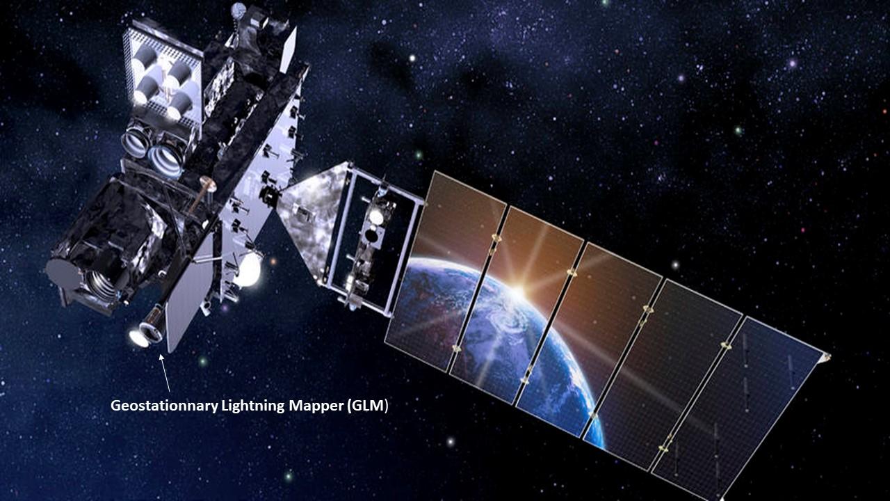 Satellite géostationnaire Goes-16, équipé de son détecteur d'éclairs (GLM) [NASA]