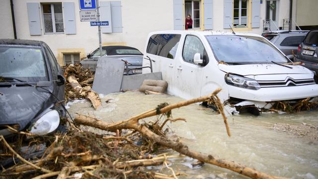 Le 22 juin 2021 le village de Cressier subissait une crue dévastatrice. [AFP - Laurent Gillieron]