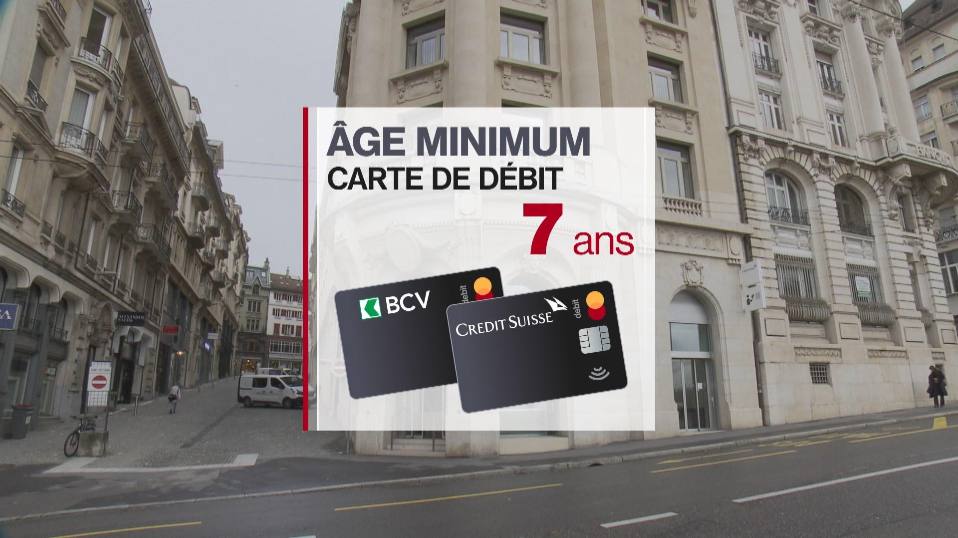 En Suisse romande, deux banques proposent des cartes de débit dès 7 ans. [RTS]