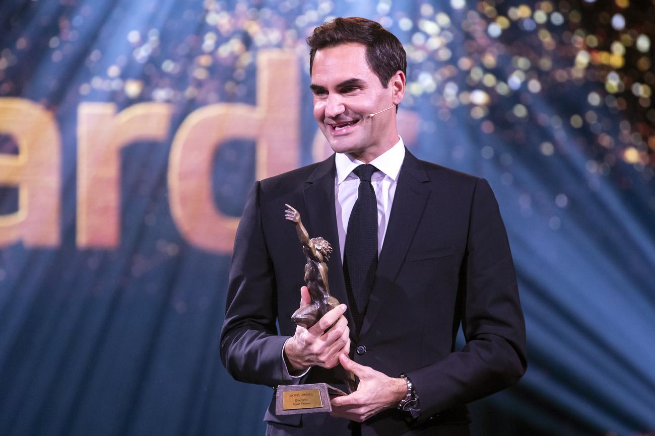Roger Federer a été honoré pour son exceptionnelle carrière. [KEYSTONE - Alexandra Wey]