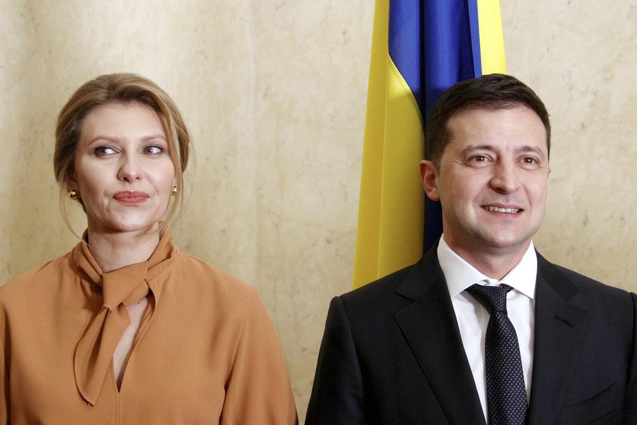 Olena Zelenska et son mari, le président ukrainien Volodymyr Zelensky, photographiés ici en 2019. [EPA/Keystone - Toms Kalnins]