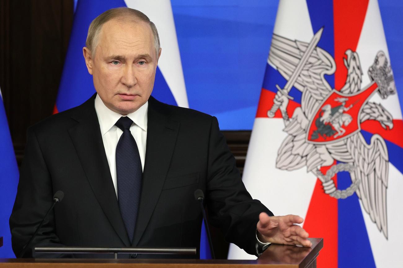 Vladimir Poutine mercredi 21 décembre lors d'un discours à Moscou. [Keystone/Sputnik - Vadim Savitsky]