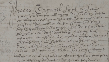Compte-rendu d’un procès pour crime de sorcellerie à Gollion (VD), en 1615.