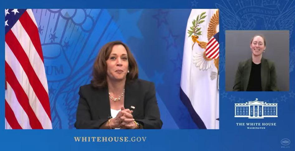 Kamala Harris ouvre le direct. [White House/NASA - Capture d'écran]