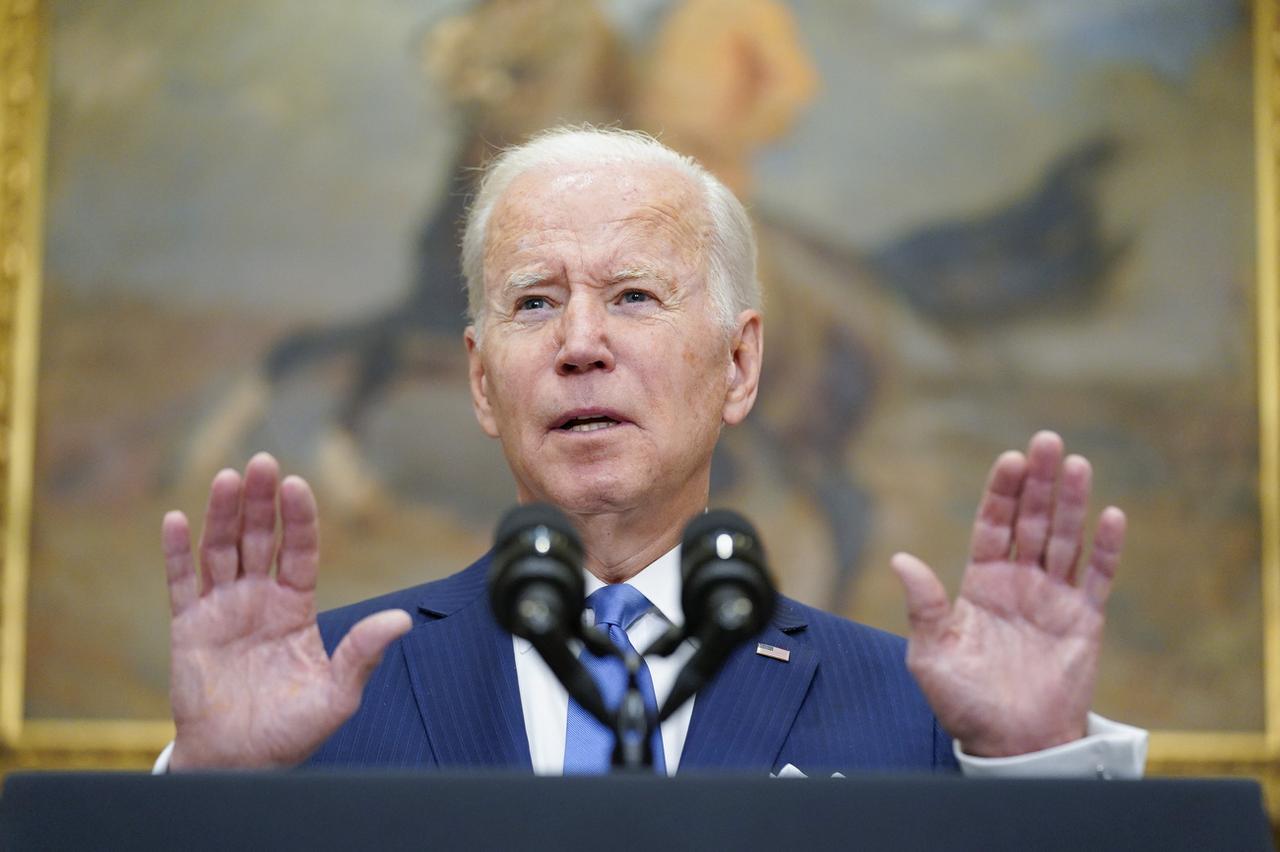 Joe Biden lors de la conférence de presse à la Maison Blanche. [Keystone/AP - Andrew Harnik]