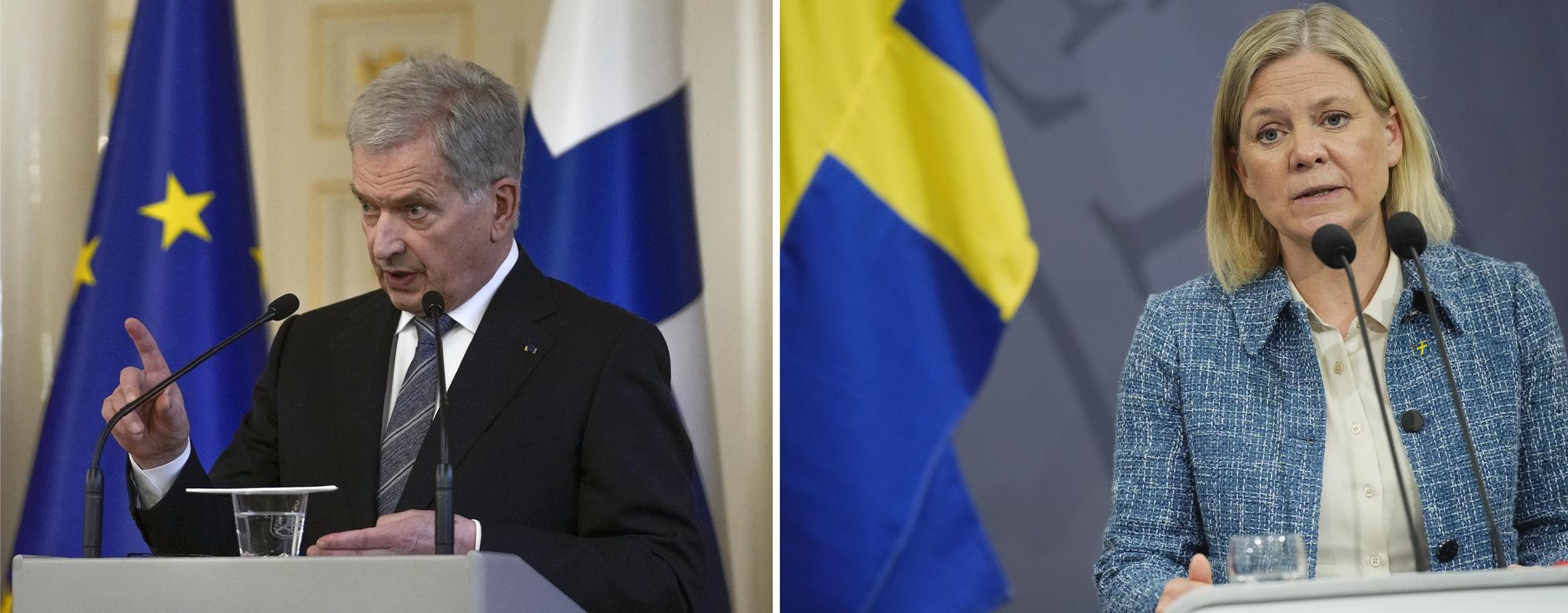 Le président finlandais Sauli Niinisto et la Première ministre Suédoise Magdalena Andersson doivent décider dans les prochains jours s'ils décident d'adhérer à l'Otan en marge de la guerre en Ukraine. [AFP - Frank Augstein/Ritzau Scanpix]