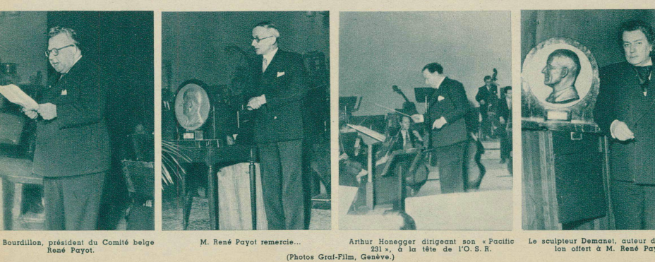 Des photos d'une cérémonie en hommage à René Payot publiées dans le Radio le 18 janvier 1946.