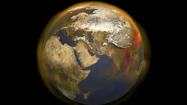 En rouge-orangé, les émissions de méthane, le deuxième plus gros contributeur au réchauffement dû à l'effet de serre. Image datant de fin mai 2020. [AFP - NASA/Scientific Visualization Studio/Handout]