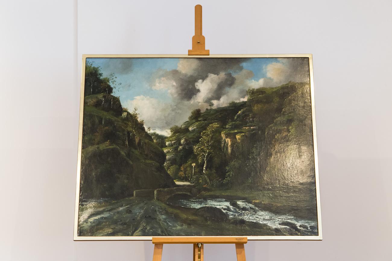 Le tableau "Paysage du Jura", une huile sur toile de 1872 du peintre français Gustave Courbet. [KEYSTONE - JEAN-CHRISTOPHE BOTT]