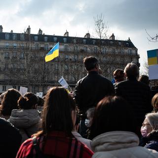 Une manifestation contre la guerre en Ukraine le 5 mars 2022 à Paris. [AFP - Benjamin Mengelle / Hans Lucas]