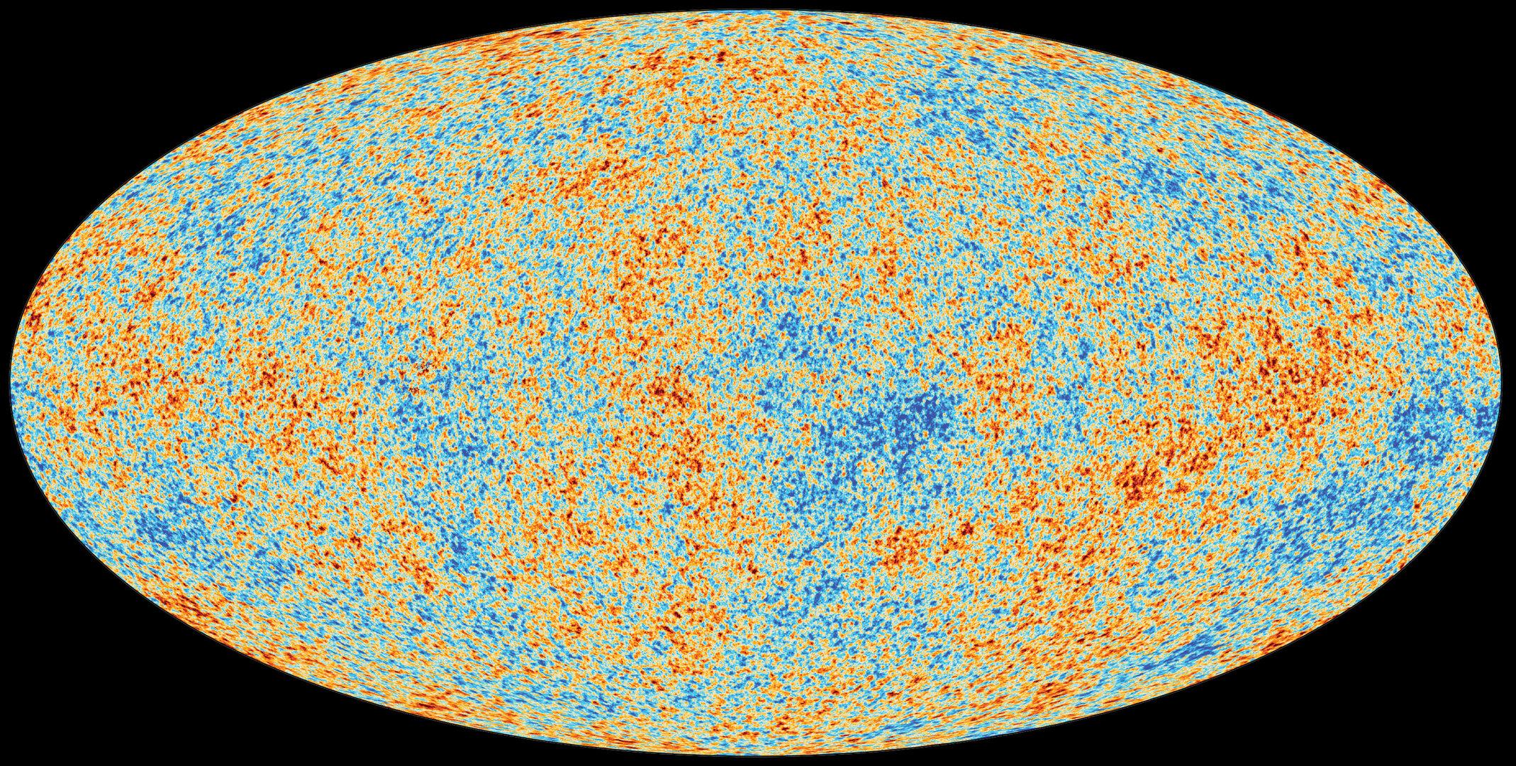 Une image des piliers fond diffus cosmologique, le Cosmic Microwave Background (CMB), réalisé par le satellite Planck depuis le point Lagrange 2. [ESA - Planck]