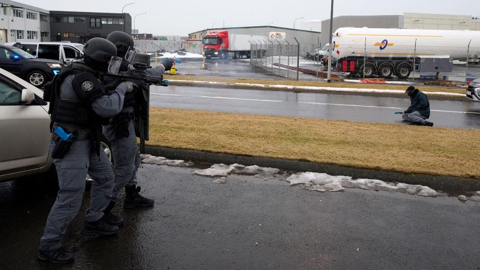 Un exercice de la police islandaise. [AFP - Halldor Kolbeins]