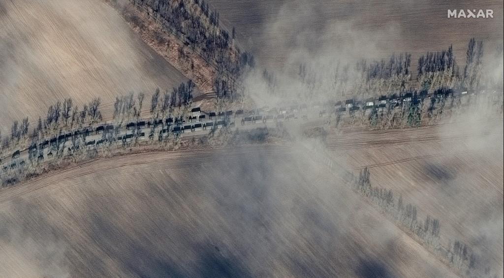 Le convoi russe photographié le 27.02.2022. [Maxar Technologies/AFP - -]