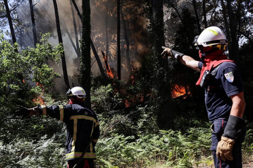Les pompiers luttent contre le feu en Gironde. [AFP - Thibaud Moritz]
