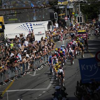 La ligne d'arrivée de la 8e étape du tour de France se trouvait à Lausanne. [AP Photo/Keystone - Daniel Cole]