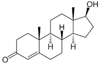 Structure de la molécule de testostérone. [CC - NEUROtiker/Emeldir]