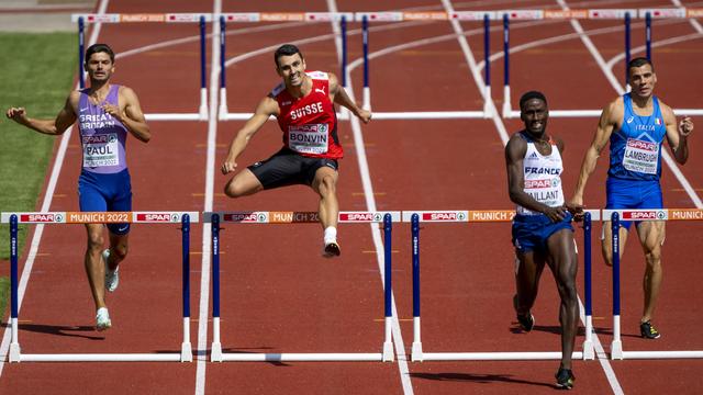 Julien Bonvin disputera la finale du 400m haies à Munich. [Keystone - Georgios Kefalas]