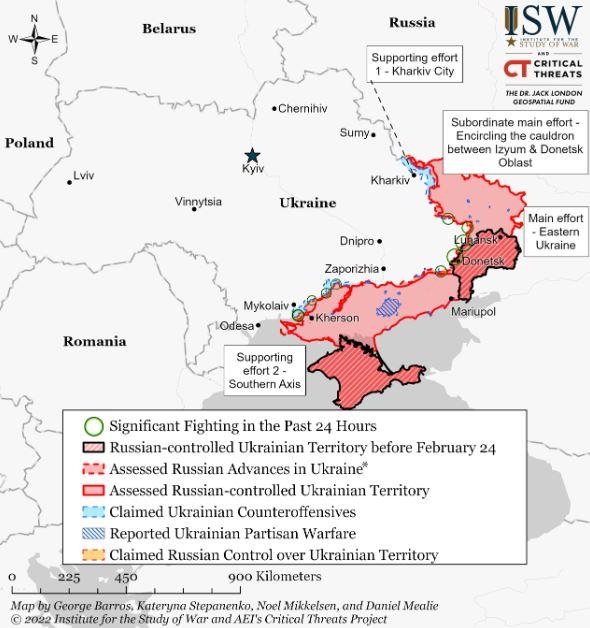 La carte de la région de Kherson. [Institute for the Study o War]