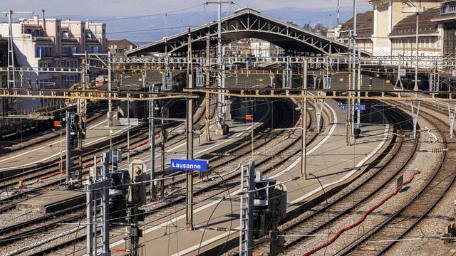 Les travaux d’agrandissement et de modernisation de la gare de Lausanne progressent. [KEYSTONE - VALENTIN FLAURAUD]