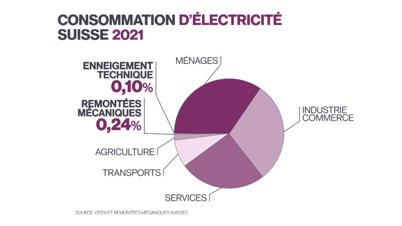 La part des remontées dans la consommation d'énergie en Suisse. [RTS]