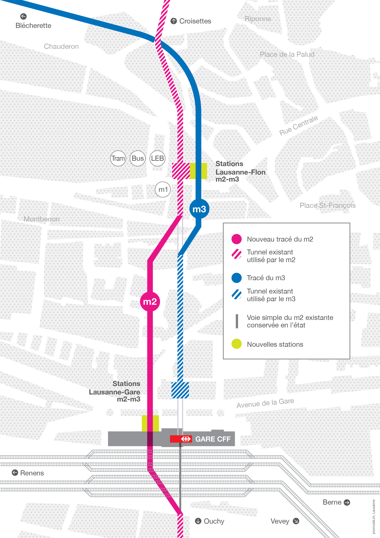 La transformation du métro M2. [CANTON DE VAUD]