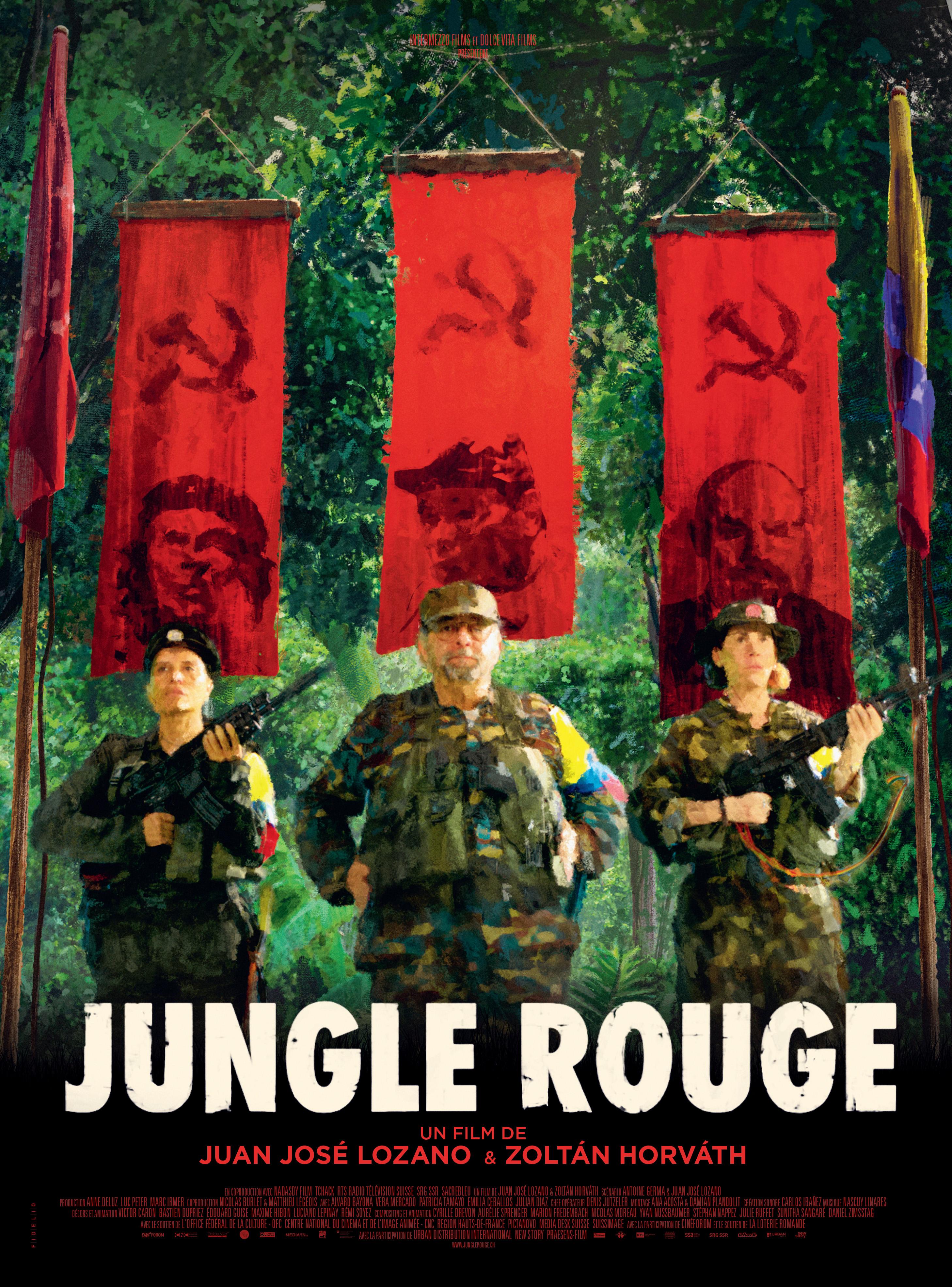 L'affiche de "Jungle rouge", un long métrage d'animation mixte de Juan José Lozano & Zoltan Horvath. [RTS, Nadasdy Film, Tchack – Aluma productions, Sacrebleu productions - Intermezzo Films, Dolce Vita Films]