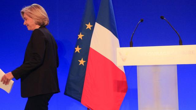 Valérie Pécresse à l'issue de son discours à Paris, dimanche soir 10.04.2022. [Hans Lucas/AFP - Quentin De Groeve]