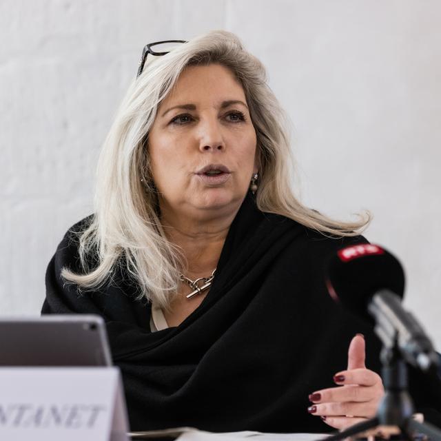 Nathalie Fontanet, conseillère d'Etat PLR en charge des finances. [Keystone - Pierre Albouy]