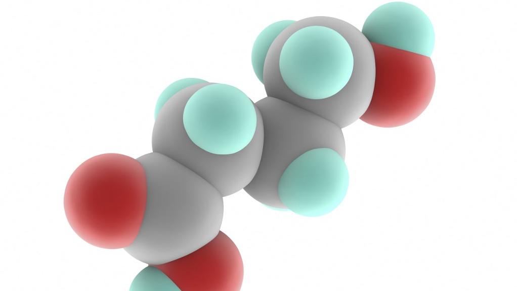 Une illustration de la molécule de GHB, le gamma-Hydroxybutyrate (C4.H8.O3). [Science Photo Library via AFP - APA]