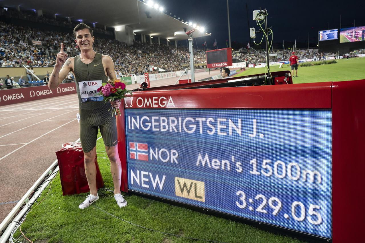 Jakob Ingebrigtsen a réalisé une excellente performance à Lausanne. [KEYSTONE - Laurent Gillieron]