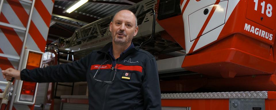 Le major Didier Gisiger, commandant des pompiers de Delémont (Gaël Klein   RTS) [RTS - Gaël Klein]