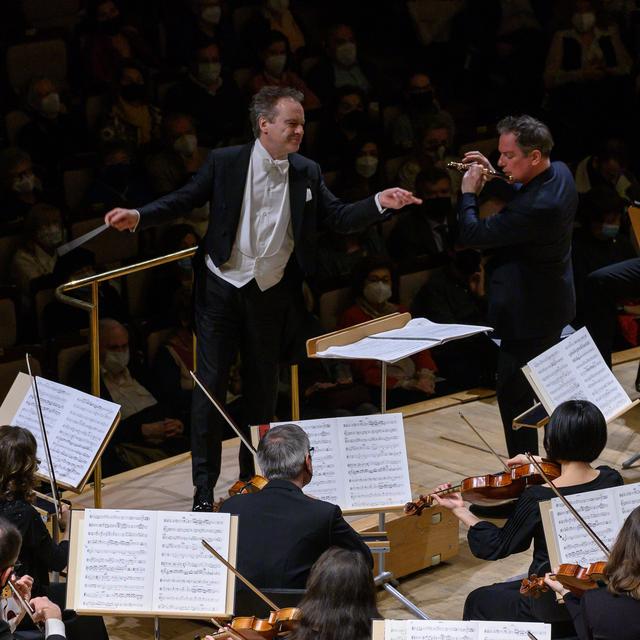 L'Orchestre de la Suisse romande et Emmanuel Pahud lors d'un concert à l’Auditorium national de la Musique à Madrid. [Ibermusica - Rafa Martin]