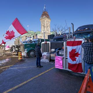 Justin Trudeau appelle les routiers à lever leur "siège" d'Ottawa. [KEYSTONE - ANDRE PICHETTE]
