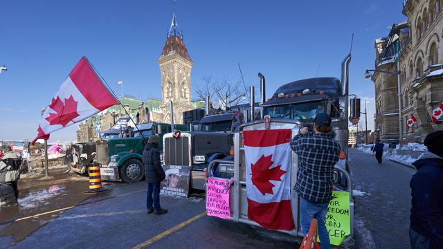 Justin Trudeau appelle les routiers à lever leur "siège" d'Ottawa. [KEYSTONE - ANDRE PICHETTE]