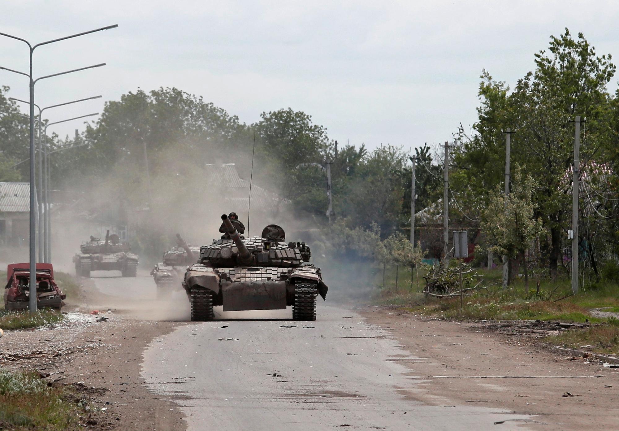 Un tank prorusse à Popasna. [Reuters - Alexander Ermochenko]