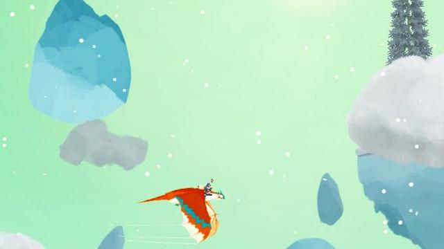 Une capture d'écran du jeu "Skies of Manawak", avec Raku, la créature volante. [studiobliquo.com]