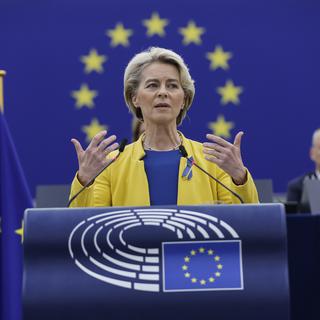 La présidente de la Commission européenne, Ursula von der Leyen, a assuré que l'UE allait engager "une réforme en profondeur" du marché de l'électricité. [Keystone - Jean-François Badias]