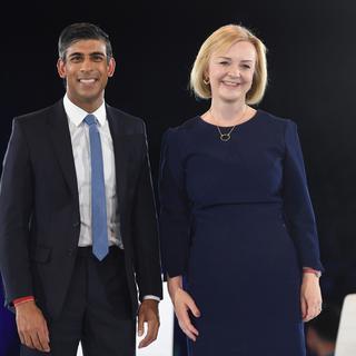 Portrait des candidats Rishi Sunak et Liz Truss pour le poste de Premier ministre au Royaume-Uni. [EPA - Neil Hall]
