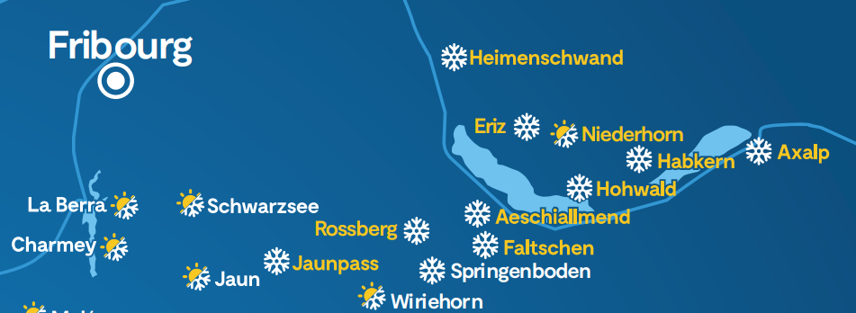 Dix petites stations des Alpes bernoises (en jaune) rejoignent le Magic Pass dès la saison à venir. [DR - Magic Pass]