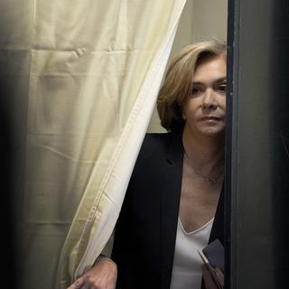 Valérie Pécresse aux présidentielles françaises le 10 avril 2022. [AP Photo/Keystone - Michel Euler]