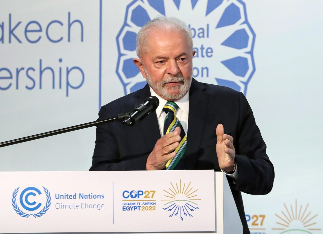 Le président brésilien élu Lula da Silva à Charm el-Cheikh, 16.11.2022. [EPA/Keystone - Khaled Elfiqi]