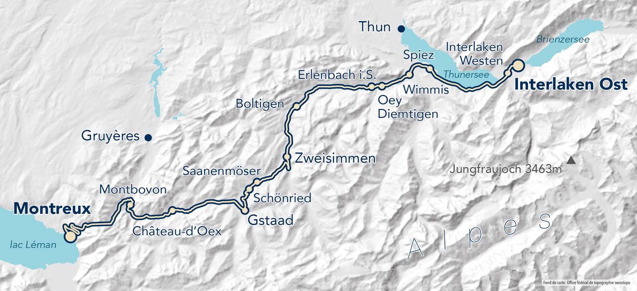 La carte du Goldenpass Express. [MOB - GoldenPass]