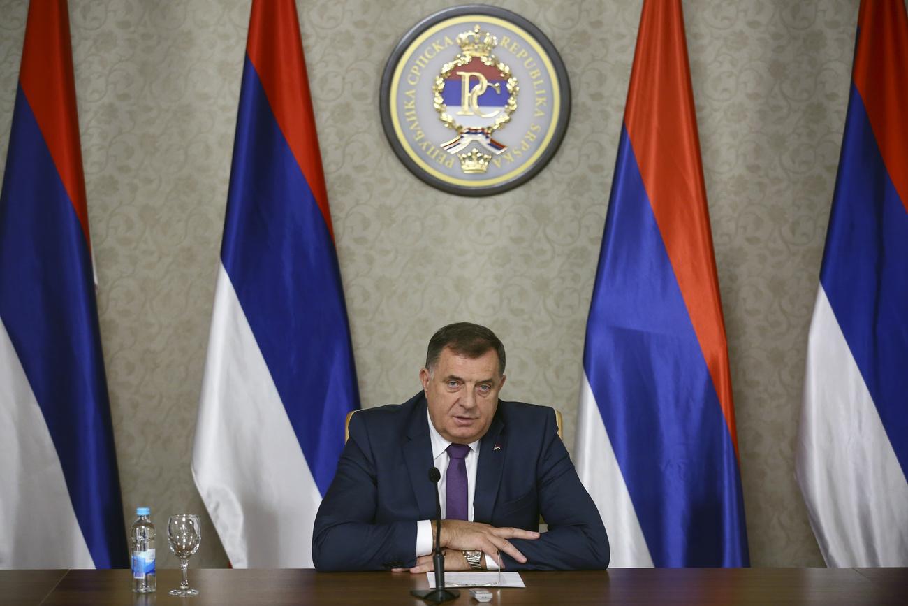 Membre serbe de la présidence collégiale de Bosnie, Milorad Dodik est notamment accusé par les Etats-Unis de "menacer la stabilité des Balkans". [Keystone]
