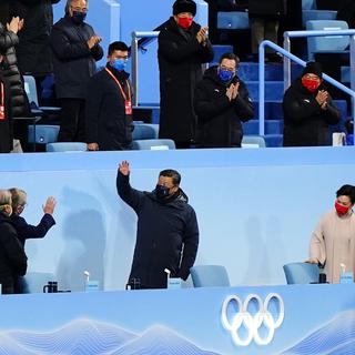 Le président chinois Xi Jinping lors de la cérémonie d'ouverture des Jeux olympiques de Pékin. [Keystone - AP Photo/Matt Slocum]