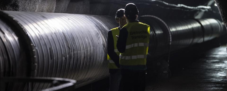 Pipeline souterrain pour le transit du gaz à Urweid, dans l'Oberland bernois. [Keystone - Peter Schneider]