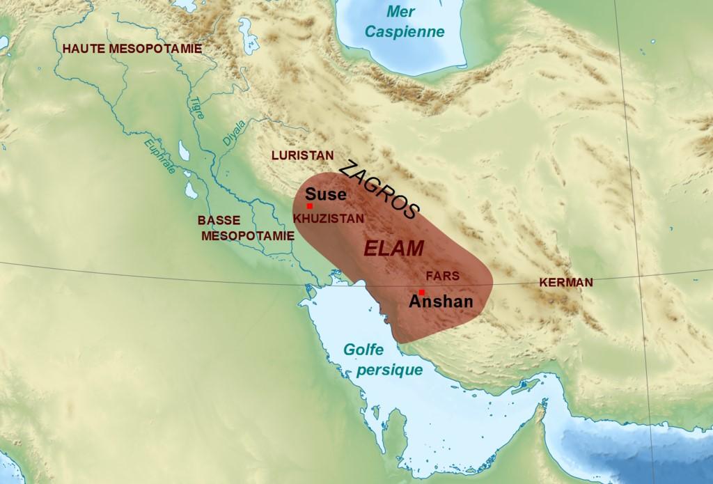 Limites approximatives du Royaume de l'Elam. [Wikimedia/CC BY-SA 3.0 - Sémhur/Zunkir]