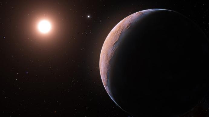 Proxima d orbite autour de l'étoile naine rouge Proxima Centauri, l'étoile la plus proche du système solaire. [ESO - L. Calçada]