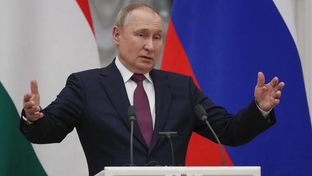 Mardi, le président russe Vladimir Poutine s'exprimait pour la première fois publiquement depuis des semaines sur le sujet de l'Ukraine, lors d'une conférence de presse à Moscou. [KEYSTONE - YURI KOCHETKOV]