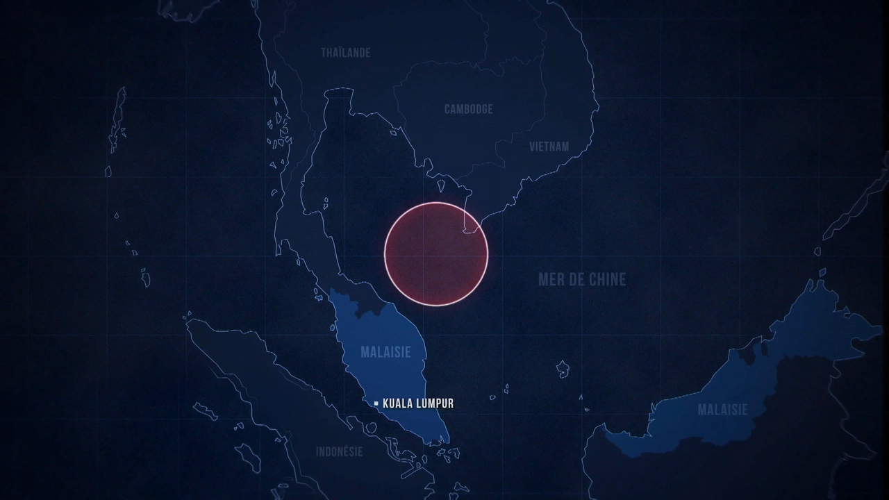 La première zone de recherche, à l'endroit de la disparition du signal radar. [RTS]