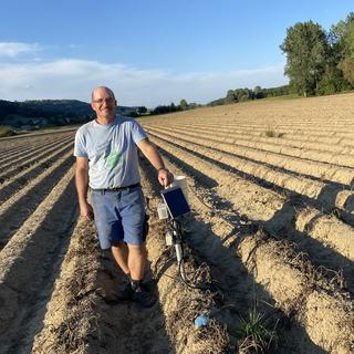 Joël Terrin, producteur de pommes de terre dans la Broye. [RTS - Lucile Solari]